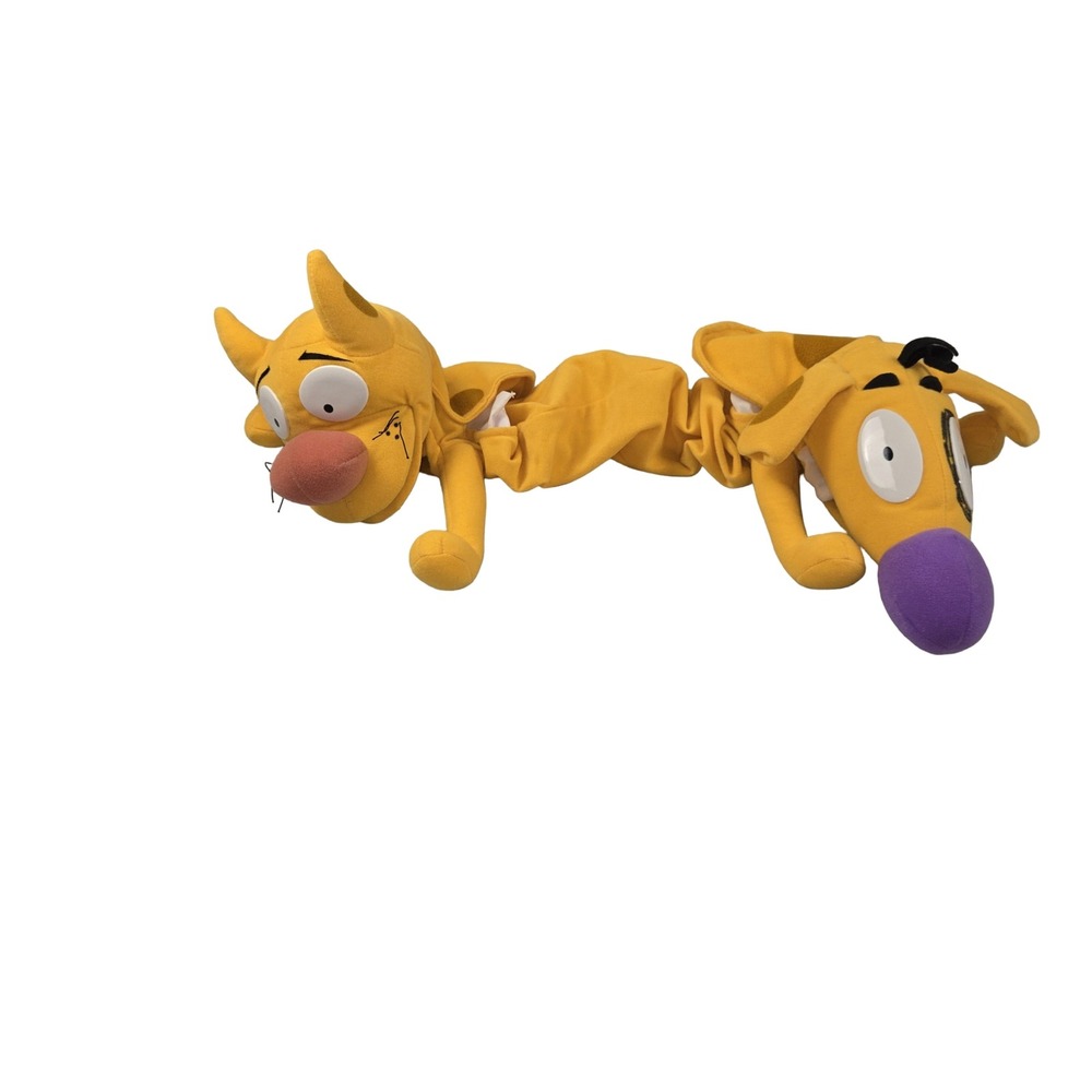 Vintage Rare Nickelodeon CatDog Plush Hand Puppet Yellow 1998 Cartoon Toy Retro